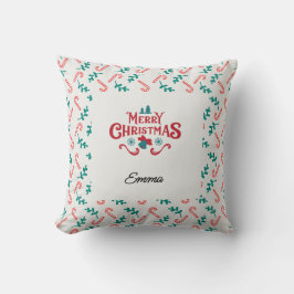 Personalized Merry Christmas Name Holiday Pillow Kussen