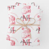 Personalized Merry Christmas Pink Santa Monogram Inpakpapier Vel (In situ)