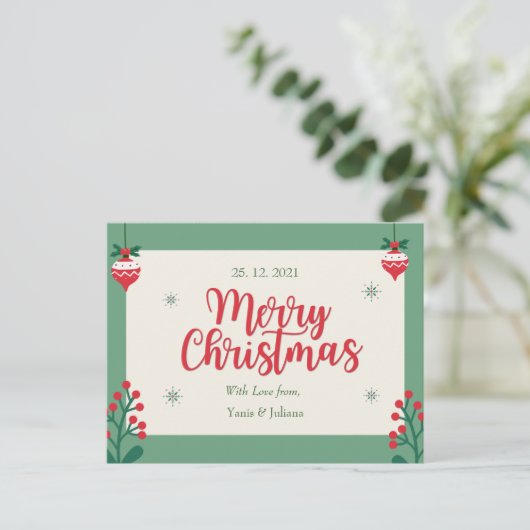 Personalized Merry Christmas Postcard Briefkaart (Staand voorkant)