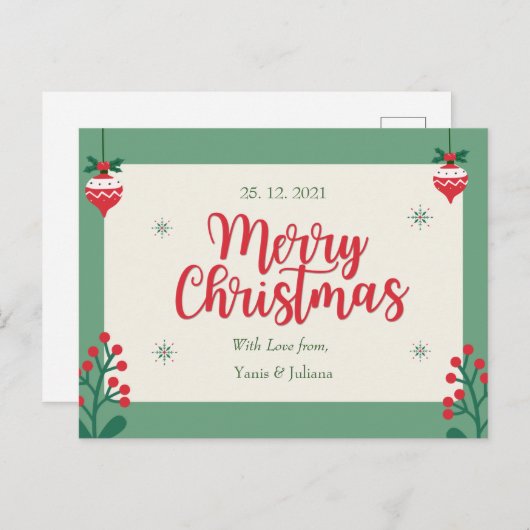 Personalized Merry Christmas Postcard Briefkaart (Voorkant / Achterkant)