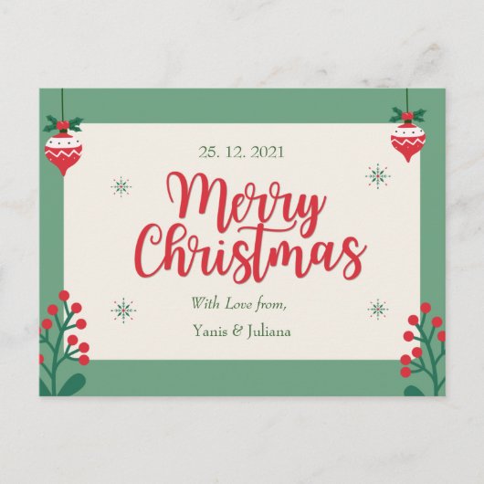 Personalized Merry Christmas Postcard Briefkaart (Voorkant)