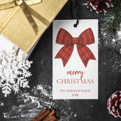 Personalized Merry Christmas | Red Plaid Bow Cadeaulabel