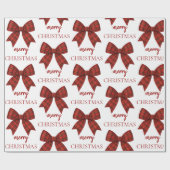 Personalized Merry Christmas | Red Plaid Bow Cadeaupapier (Vlak)