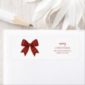 Personalized Merry Christmas | Red Plaid Bow Etiket (Insitu)