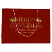 Personalized Merry Christmas Retro Gold Typography Groot Cadeauzakje (Achterkant)