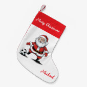 Personalized Merry Christmas Santa Claus Soccer Kleine Kerstsok (Voorkant (Hangend))