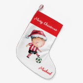 Personalized Merry Christmas Santa Claus Soccer Kleine Kerstsok (Voorkant (Hangend))