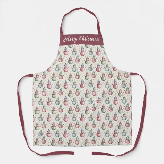 Personalized Merry Christmas Snowman Apron Schort (Voorkant)