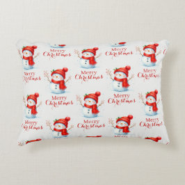 Personalized Merry Christmas Snowman Custom Year  Accent Kussen