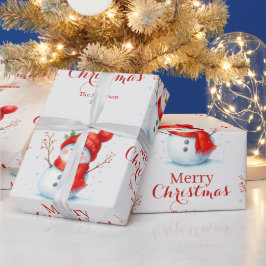 Personalized Merry Christmas Snowman Custom Year  Cadeaupapier
