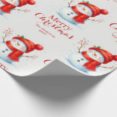 Personalized Merry Christmas Snowman Custom Year  Cadeaupapier (Hoek)