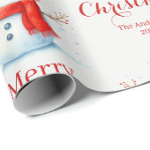 Personalized Merry Christmas Snowman Custom Year Cadeaupapier (Rol Hoek)