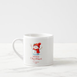 Personalized Merry Christmas Snowman Custom Year  Espresso Kop