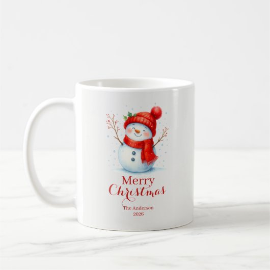 Personalized Merry Christmas Snowman Custom Year  Koffiemok (Links)