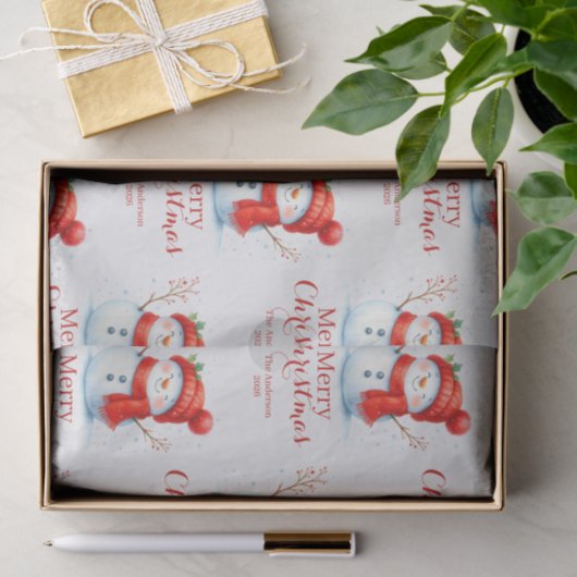 Personalized Merry Christmas Snowman Custom Year  Tissuepapier (Geschenk)