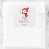 Personalized Merry Christmas Snowman Custom Year  Vierkante Sticker (Tas)