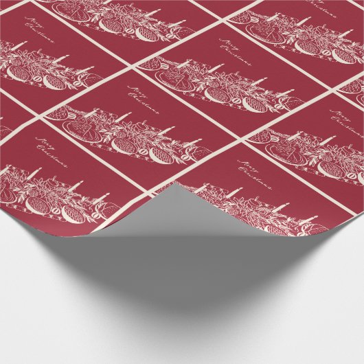 Personalized Merry Christmas Table Minimal Design  Cadeaupapier (Hoek)