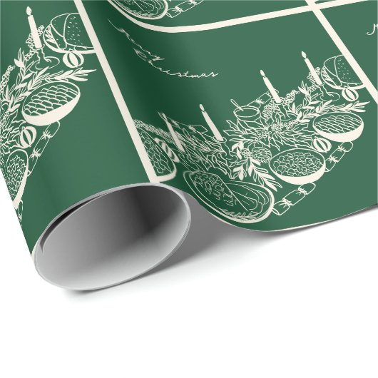 Personalized Merry Christmas Table Minimal Design  Cadeaupapier (Rol Hoek)