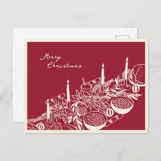 Personalized Merry Christmas Table Minimal Design Feestdagenkaart (Voorkant / Achterkant)