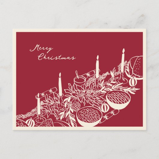 Personalized Merry Christmas Table Minimal Design Feestdagenkaart (Voorkant)