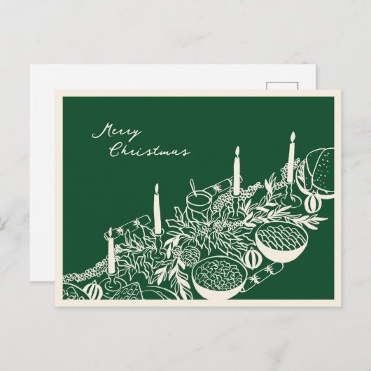 Personalized Merry Christmas Table Minimal Design Feestdagenkaart (Voorkant / Achterkant)