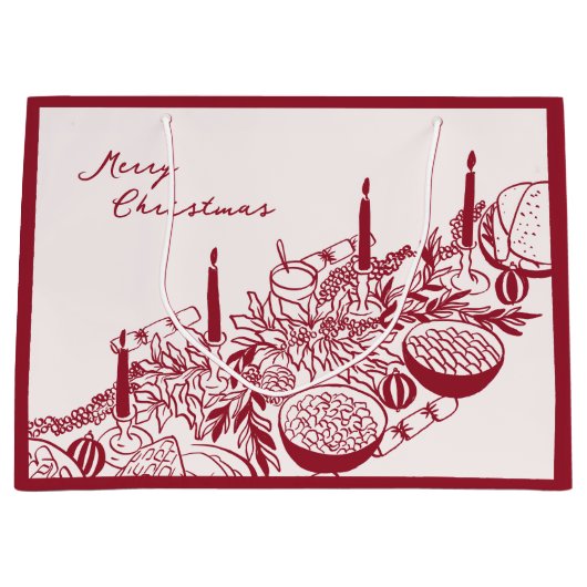 Personalized Merry Christmas Table Minimal Design Groot Cadeauzakje (Voorkant)