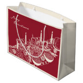 Personalized Merry Christmas Table Minimal Design  Groot Cadeauzakje (Achterkant Gekanteld)