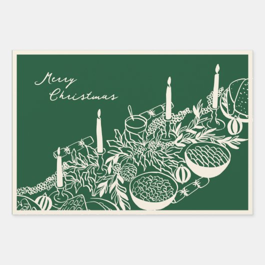 Personalized Merry Christmas Table Minimal Design Inpakpapier Vel (Voorkant 3)