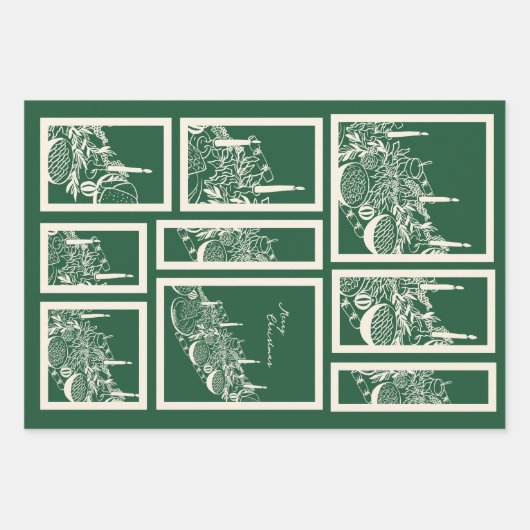 Personalized Merry Christmas Table Minimal Design  Inpakpapier Vel (Voorkant)