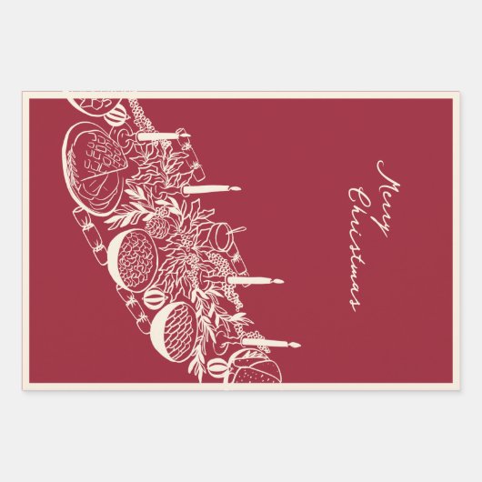 Personalized Merry Christmas Table Minimal Design  Inpakpapier Vel (Voorkant 2)