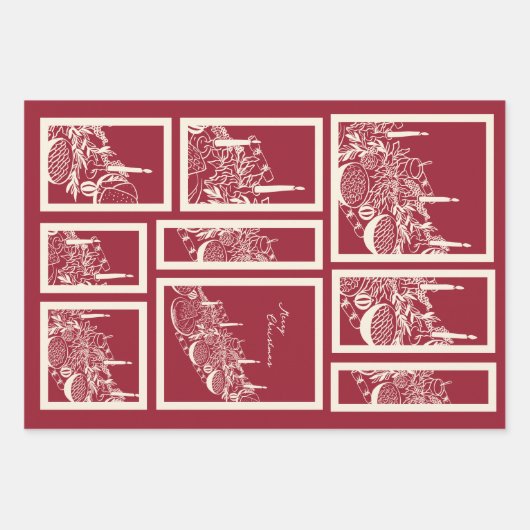 Personalized Merry Christmas Table Minimal Design  Inpakpapier Vel (Voorkant)