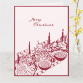 Personalized Merry Christmas Table Minimal Design Kaart (Gele Bloem)