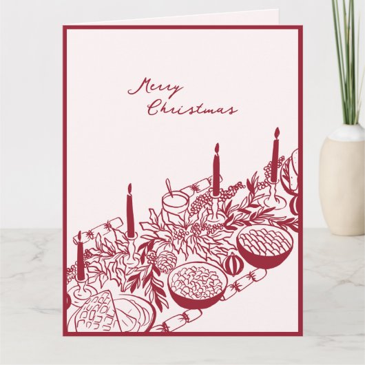 Personalized Merry Christmas Table Minimal Design Kaart (Voorkant)