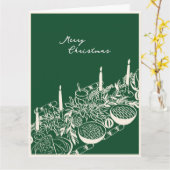Personalized Merry Christmas Table Minimal Design Kaart (Gele Bloem)