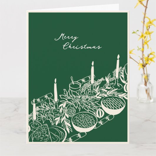 Personalized Merry Christmas Table Minimal Design Kaart (Gele Bloem)