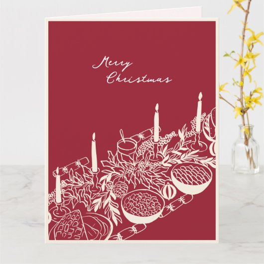 Personalized Merry Christmas Table Minimal Design  Kaart (Gele Bloem)