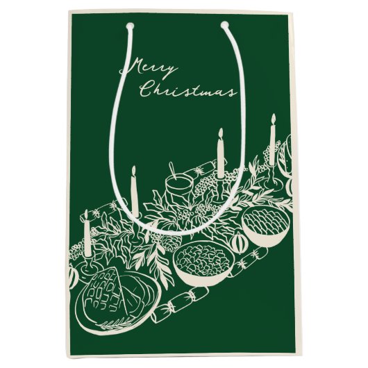 Personalized Merry Christmas Table Minimal Design  Medium Cadeauzakje (Voorkant)