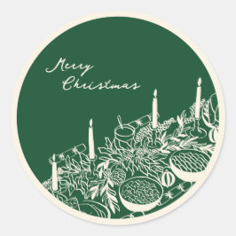 Personalized Merry Christmas Table Minimal Design Ronde Sticker