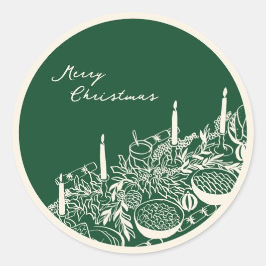 Personalized Merry Christmas Table Minimal Design Ronde Sticker (Voorkant)