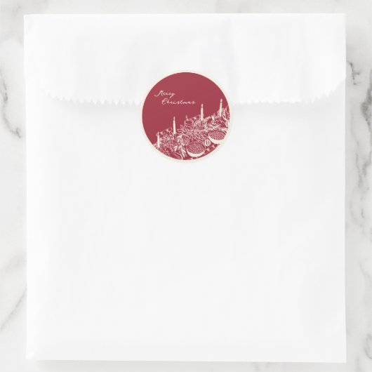 Personalized Merry Christmas Table Minimal Design Ronde Sticker (Tas)