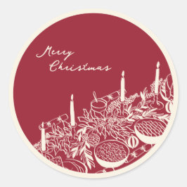Personalized Merry Christmas Table Minimal Design Ronde Sticker