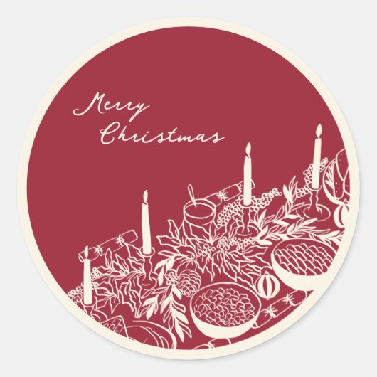 Personalized Merry Christmas Table Minimal Design Ronde Sticker (Voorkant)