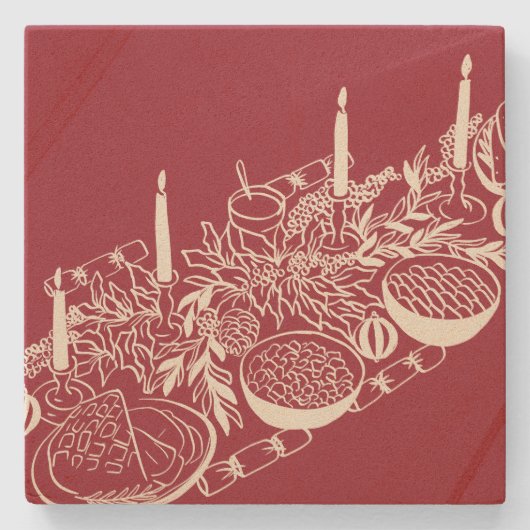 Personalized Merry Christmas Table Minimal Design Stenen Onderzetter (Voorkant)