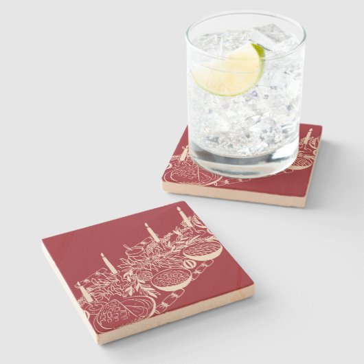 Personalized Merry Christmas Table Minimal Design Stenen Onderzetter (Zijkant)