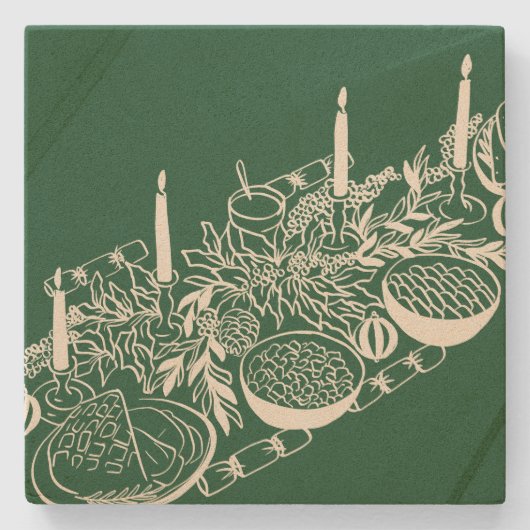 Personalized Merry Christmas Table Minimal Design Stenen Onderzetter (Voorkant)