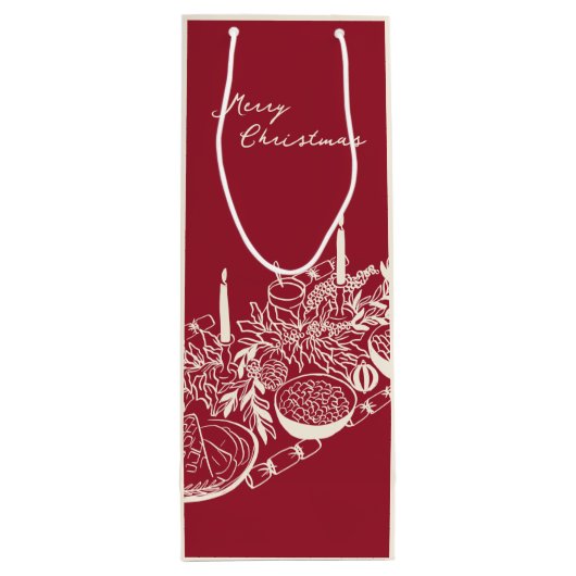 Personalized Merry Christmas Table Minimal Design Wijn Cadeautas (Achterkant)