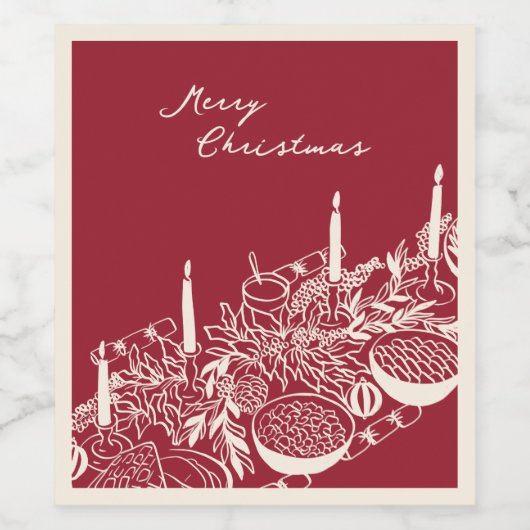 Personalized Merry Christmas Table Minimal Design Wijn Etiket (Enkel label)