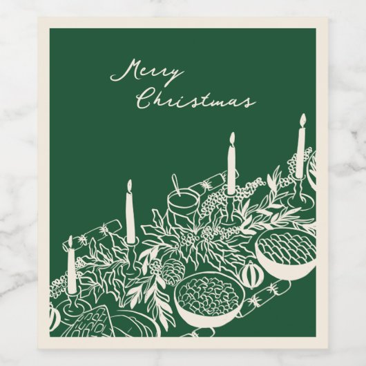Personalized Merry Christmas Table Minimal Design Wijn Etiket (Enkel label)