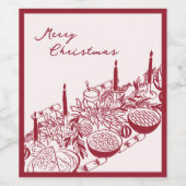 Personalized Merry Christmas Table Minimal Design Wijn Etiket (Enkel label)