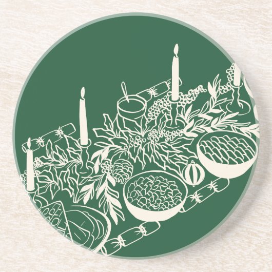 Personalized Merry Christmas Table Minimal Design Zandsteen Onderzetter (Voorkant)